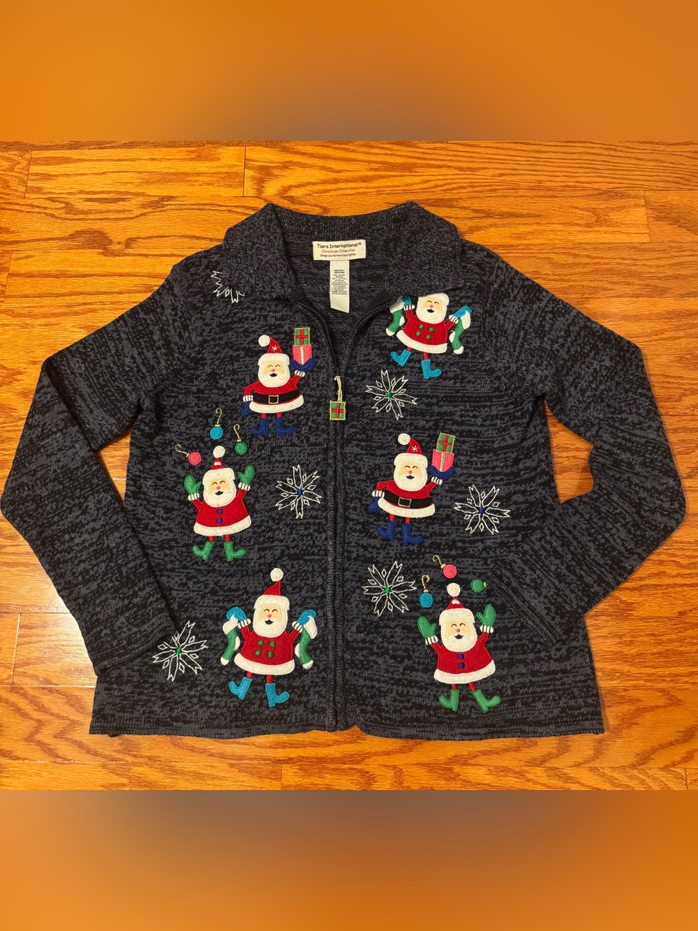 Vintage Tiara International Santa Christmas Cardigan Medium